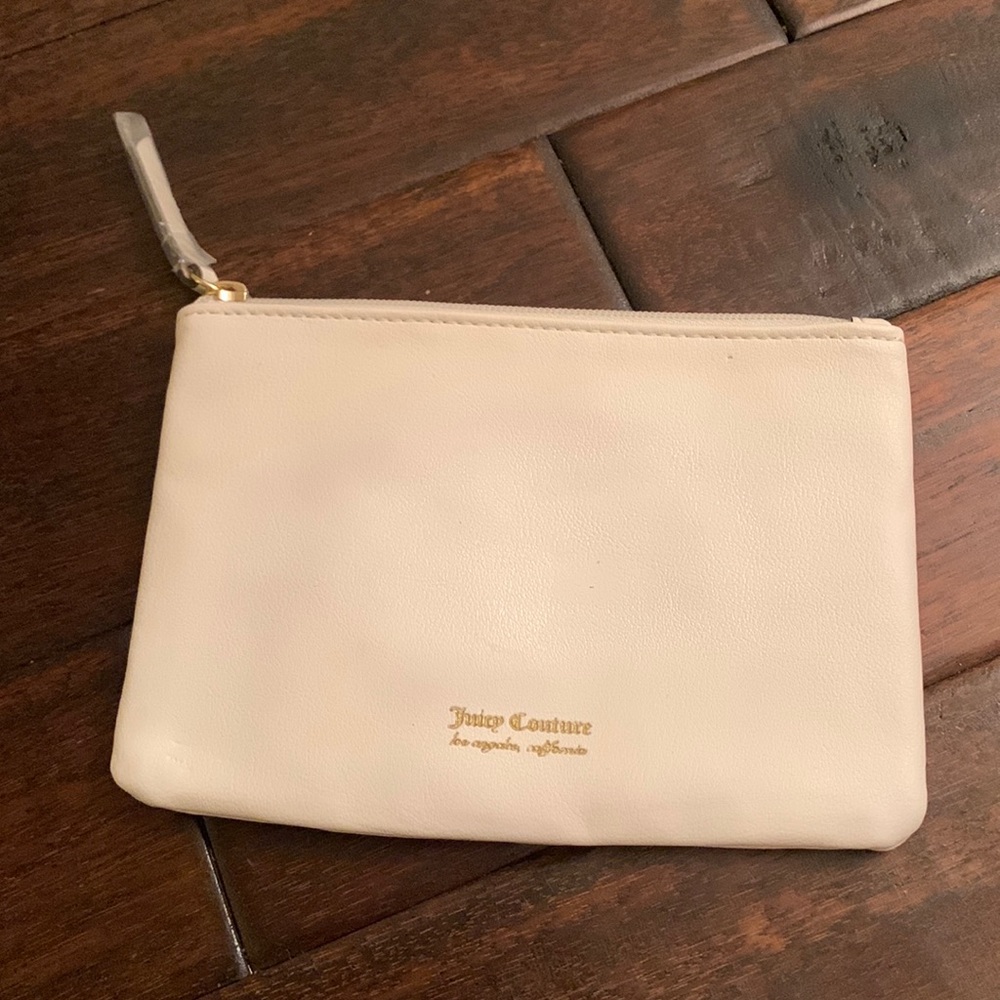 Juicy Couture Zip Pouch Cream with Gold Letters EUC